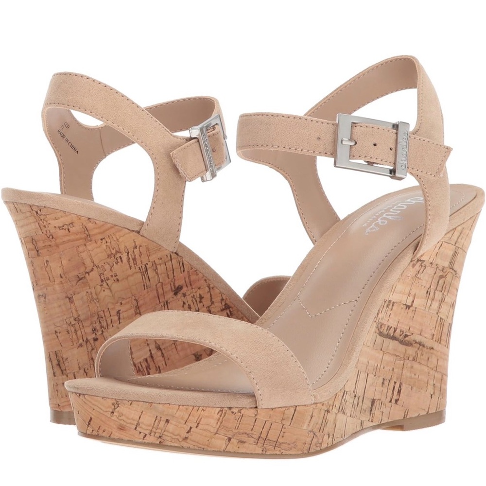 CHARLES BY CHARLES DAVID Lindy - Beige Cork Wedge Sandals
